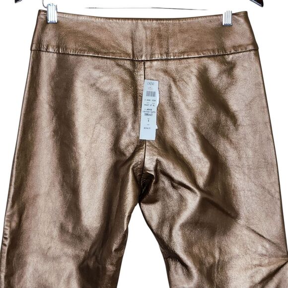 Cache Vintage 90s Leather Low Rise Bootcut Pants Y2K Metallic Bronze 6 NWT - Picture 4 of 9